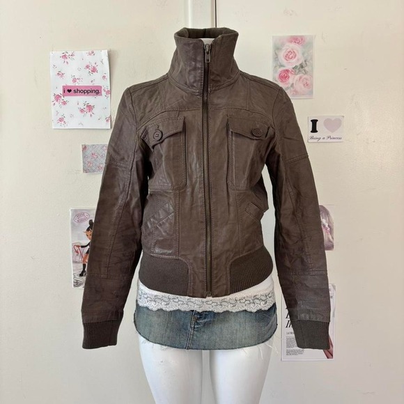ONLY "Fetch" Genuine Pig Leather Bomber Jacket - Picture 3 of 7